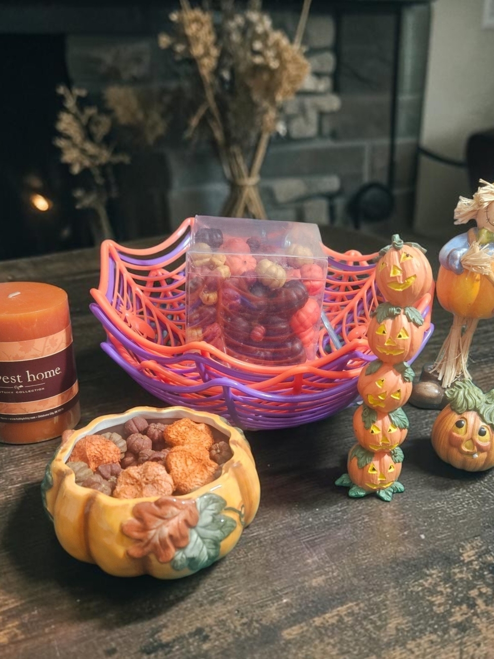 Halloween & Fall Decor Bundle – Spiderweb Bowls, Pumpkins & Harvest Accents